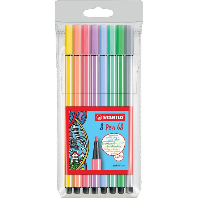 MARCADOR PEN 68 ESTUCHE X 8 PASTEL STABILO